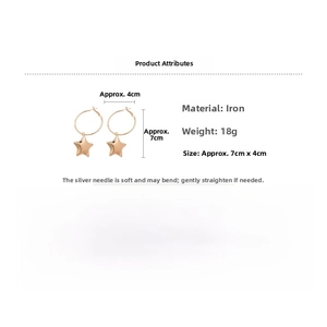 Dettaglio orecchini a cerchio stella oro rosa con misure 7cm x 4cm e un peso di 18g