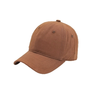 Minimalist brown cotton baseball cap for kids with six-panel design and adjustable sun visor