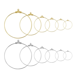 DIY circular metal hoop earring accessories in gold and silver with various diameters