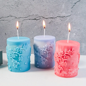 Relief-Zylinder-Kerzenform aus Silikon mit floraler Prägung und Eisblumen-Textur