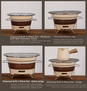 Detailed view of traditional clay tea stove set with grill rack and 500ml ceramic teapot