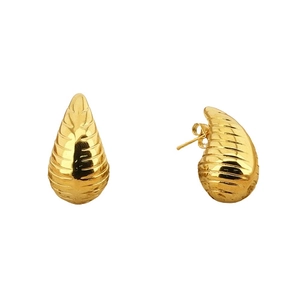 Orecchini a lobo a goccia d'oro lucido con design a spirale per le donne