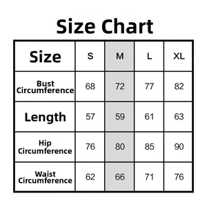 Size chart showing bust, waist, and hip measurements for women's one-piece swimwear