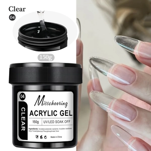 Macro shot of 150g clear acrylic extension gel texture for nail sculpting and building