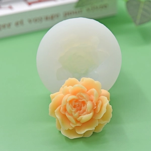 Floral silicone mold for DIY baking and cake fondant with finished peony flower display