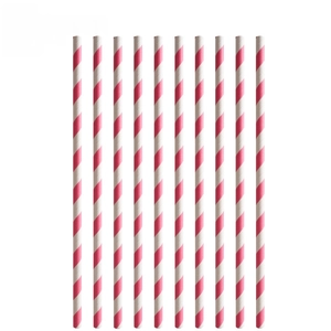 Pink and white striped paper straws for 1st birthday party, 10 pieces pack, 19.7cm length