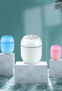 Mini humidificador USB con forma de huevo, luz nocturna colorida y ventilador multifunción