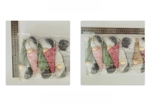 Detailed measurement of 12-piece Christmas gnome ornaments in plastic packaging