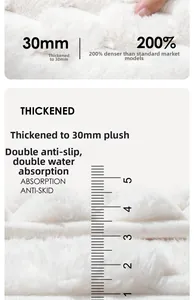 Detailed close-up of a 30mm thick memory foam bath mat with white absorbent plush texture