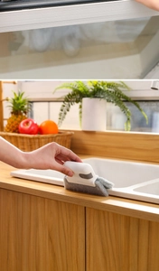 2-in-1 window track cleaning brush with grey bristles for window gaps and sink edges