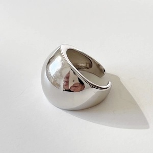 Minimalist 925 sterling silver open ring featuring a bold polished water drop dome design