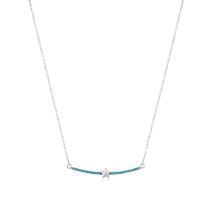 Minimalist S925 sterling silver star necklace with turquoise pendant on white background