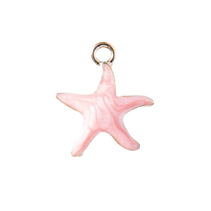 Pink starfish pendant charm for DIY necklaces and bracelets in colorful enamel finish