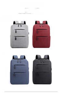 Business laptop backpack in grey, burgundy, dark blue, and black waterproof fabric