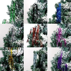 Christmas Tinsel Garland Metallic Foil Hanging Streamer For Holiday Tree Party Decoration DIY Shiny