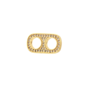 Macro shot of 18K gold plated double-loop pendant with cubic zirconia micro-pave setting