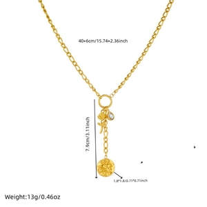Spécifications de taille pour le collier à pampilles en acier doré avec pendentif rose