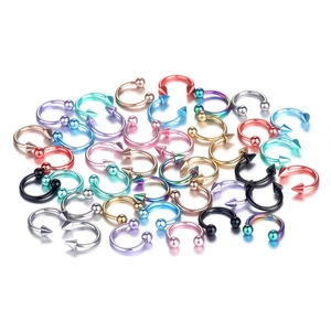 Surgical stainless steel horseshoe circular barbell nose and ear piercings in varied colors