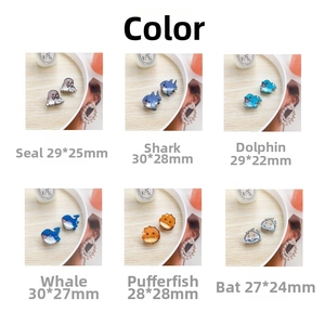 Mini sea animal acrylic hair clips set featuring sea lion shark dolphin and whale