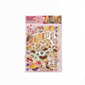 2.5D illustration decorative stickers for DIY scrapbooking with sweet cafe and cat theme