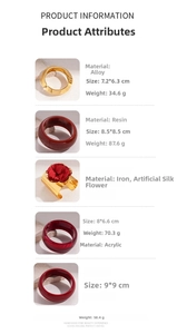 Detailed specs showing weights and sizes of vintage resin and alloy bangles