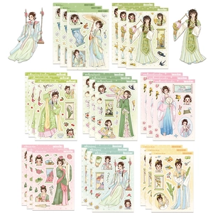 Detail of traditional Chinese hanfu stickers showing solar terms and floral illustrations