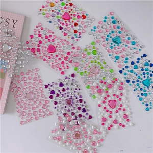 Colorful heart-shaped acrylic crystal gem stickers for DIY girls' craft decoration