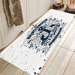 Nautical Theme Anchor Print Polyester Floor Mat Absorbent Anti-Slip Door Rug For Kitchen Bathroom Living Room Home Decor