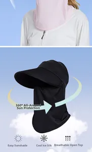 Detail showing breathable ice silk mesh and full face protection of the sun hat