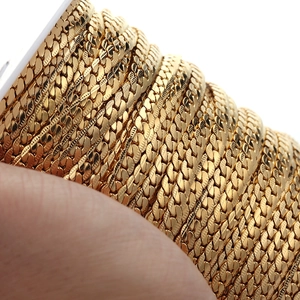 4mm gold-plated stainless steel Cuban link chain roll for DIY jewelry making