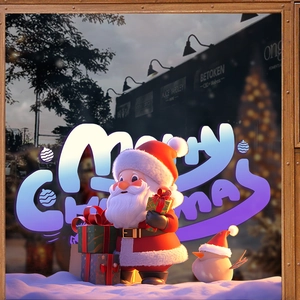 3D Santa Claus and bird window stickers for festive Christmas store display