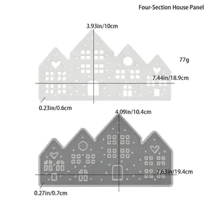 Vue détaillée des moules en silicone pour quatre maisons avec fenêtres en forme de cœur