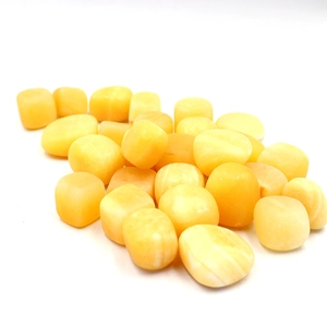 Set of polished natural yellow citrine tumbled stones for DIY jewelry making and healing