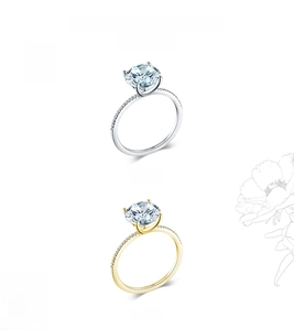 Detail of S925 sterling silver rings showing four-prong setting and hallmark stamp
