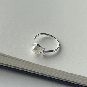 925 Sterling Silver Artificial Pearl Ring Adjustable Open Wrap Knot Design Minimalist Style For Women