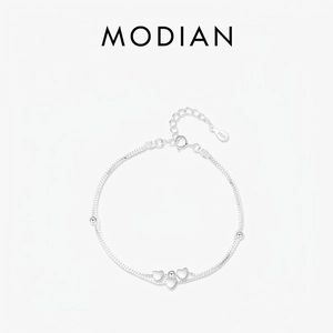 925 Sterling Silver Double Layer Heart Bracelet For Women Minimalist Chic Elegant Box Chain Adjustable Jewelry