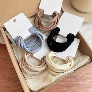 6-piece set of durable elastic hair bands in assorted Morandi colors on white card