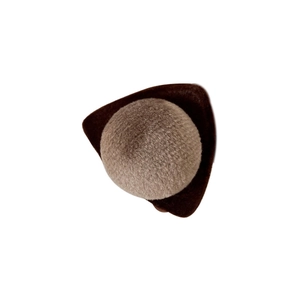 Brown cat ear hair clip with soft flocking texture and plush ball for women's styling