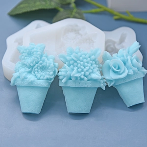 Silicone flower pot molds set for DIY cake fondant chocolate or soap making