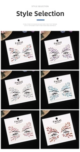 Variety of six colorful self-adhesive acrylic face diamond stickers for music festivals