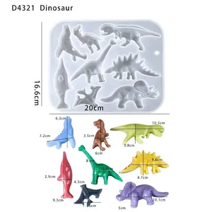 Detail der 20x16,6cm Dinosaurier-Silikonform mit Maßen für DIY-Gießen aus Harz