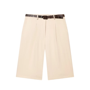 Short Femme Taille Haute Avec Ceinture Motif Serpent Jambe Large Polyester Décontracté Commuter Couleur Unie Bas Élégants