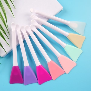 Silicone Mask Brush Double Ended With Scoop Spatula Soft Facial Mud Applicator Tool For Skin Care Beauty Plastic Handle