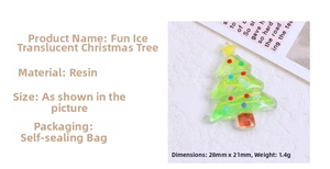 Detailed size view of translucent green resin Christmas tree charm for DIY crafts