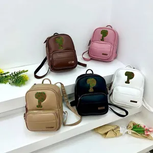 Women Fashion Mini Backpack PU Leather With Tree Patch Sequin Embroidery Street Style Casual Shoulder Bag