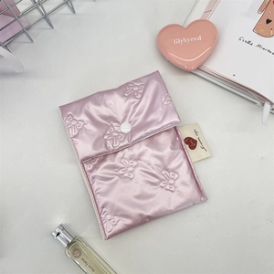 Rosa PU-Damenbindentasche mit 3D-Schleifenmuster und elegantem Knopfverschluss für Frauen