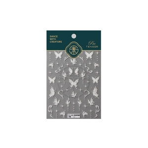 3D embossed nail art stickers featuring white butterflies and smoke patterns, model TS-3493