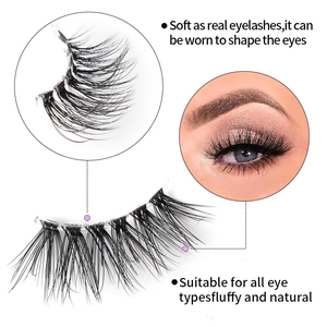 Macro detail of soft, natural half false eyelashes for a fluffy and voluminous eye look