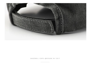 Detail of adjustable velcro strap and premium fabric texture on a vintage baseball cap