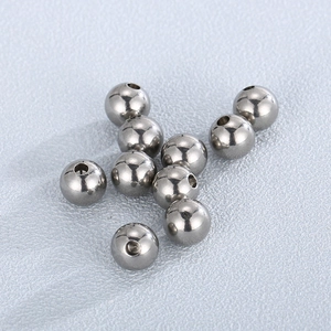 Polished stainless steel round loose beads with 18K gold plating for DIY jewelry making